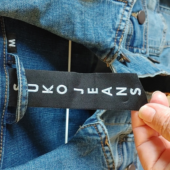 NWT Suko Jeans Cropped Jean Jacket Hand Painted Medium - Picture 5 of 16